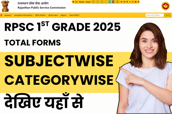RPSC 1st Grade 2024 Total Forms Details : देखिए Subjectwise और Categorywise कितने फॉर्म भरे गए