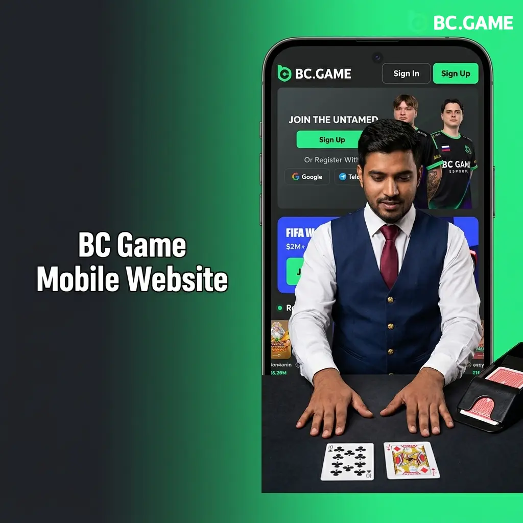 BC Game mobile website interface showing sports betting and casino games accessible on smartphone browser