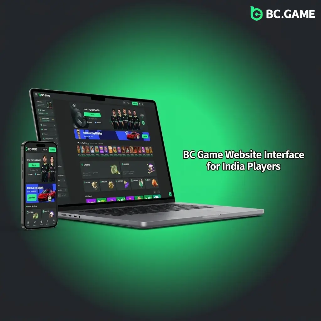 BC Game website homepage interface showing top navigation with Sports, Casino, Live Casino, and VIP Club links for India players