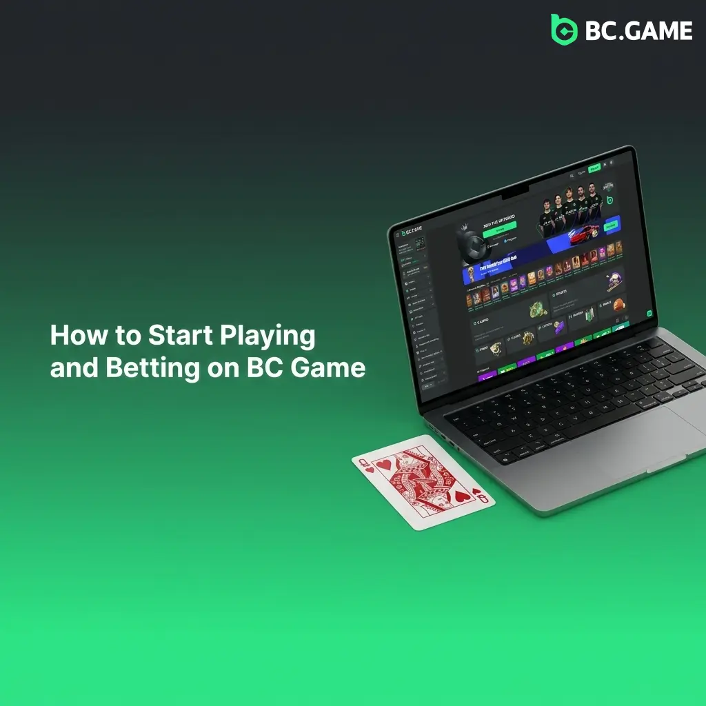 BC Game registration steps showing account setup, KYC verification, INR deposit, and welcome bonus activation