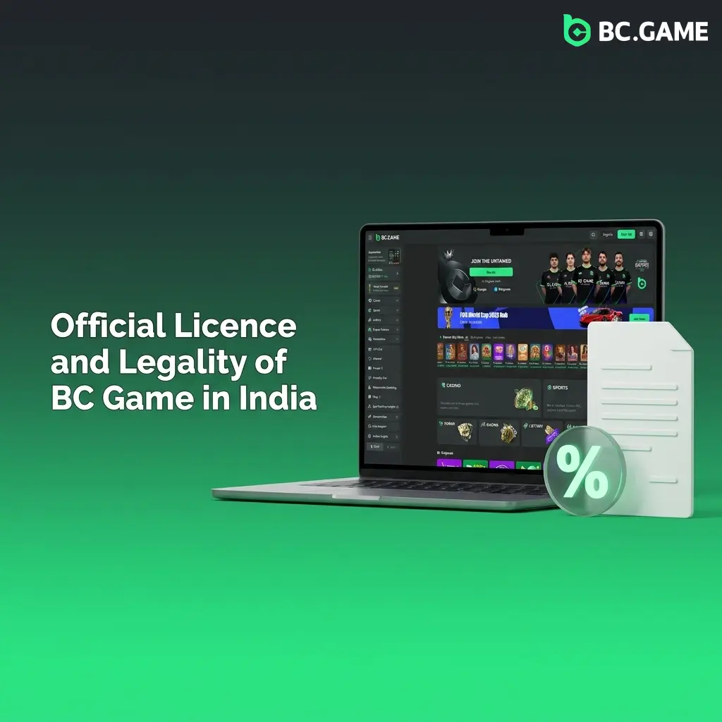 BC Game Curaçao eGaming licence certificate showing legal authorisation for India players with SSL security
