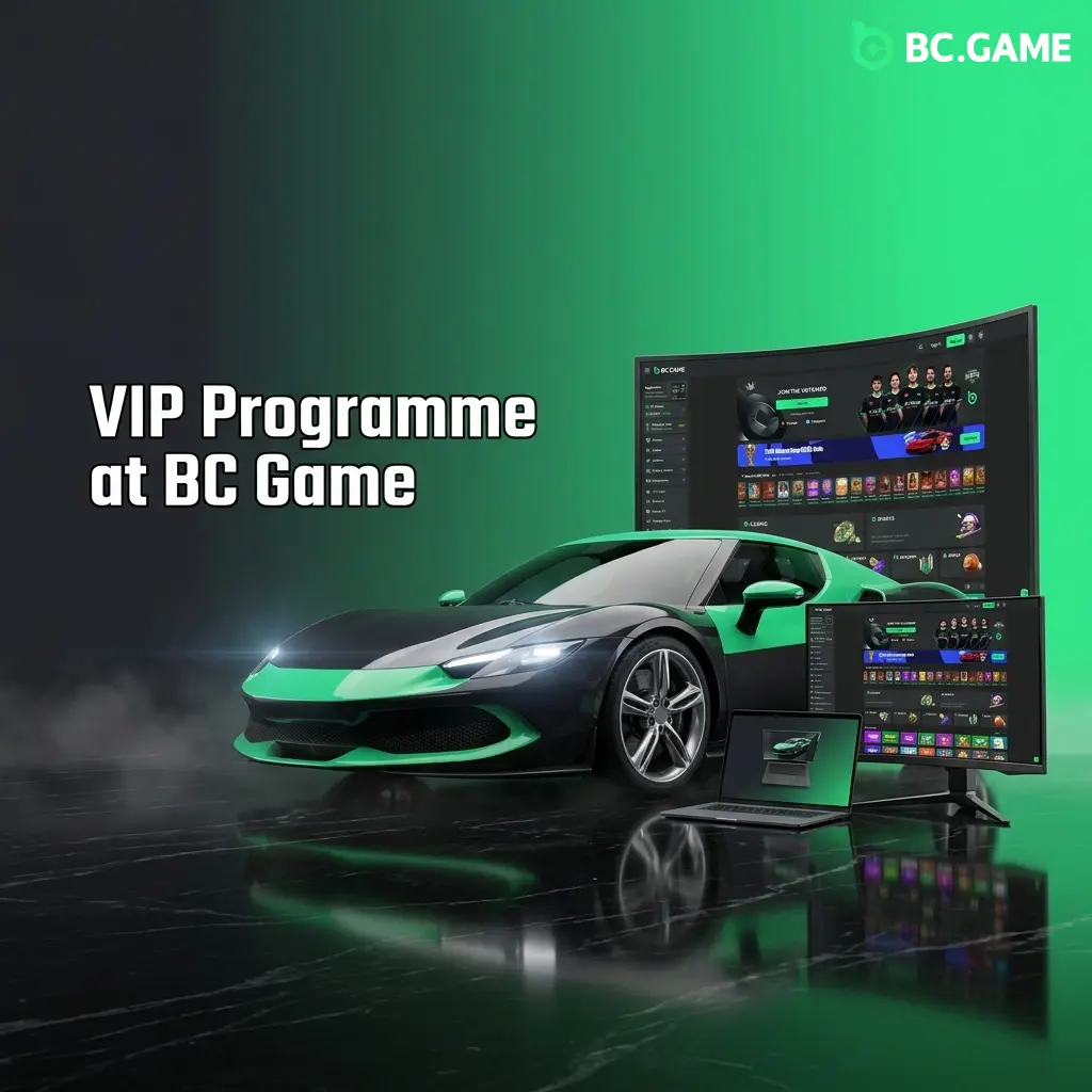 BC Game VIP programme tiers table showing Bronze to Diamond levels with wager requirements and perks like rakeback and cashback